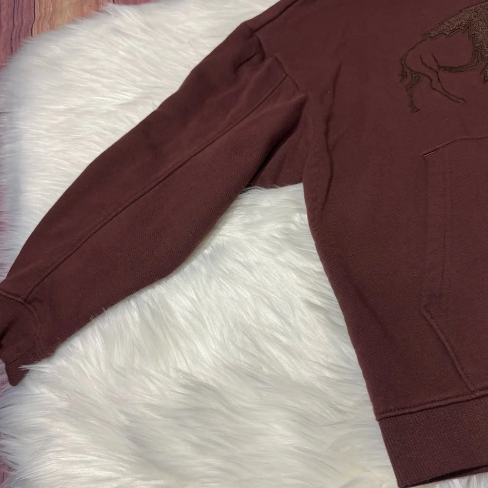 Cat & Jack Brown Buffalo Graphic Pullover Hoodie - Boys Size Small (6/7)